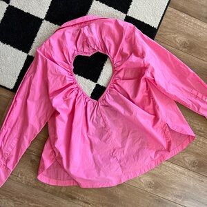 Zara Pink Heart Cutout button up